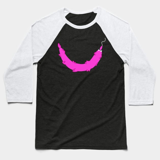 Worm Smile (Pink) Baseball T-Shirt by Bloo_the_Fluff